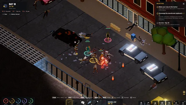 A street-level fight among the wrecks
