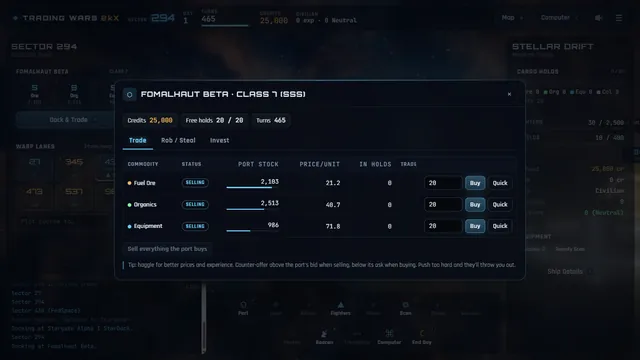 Trading at a port